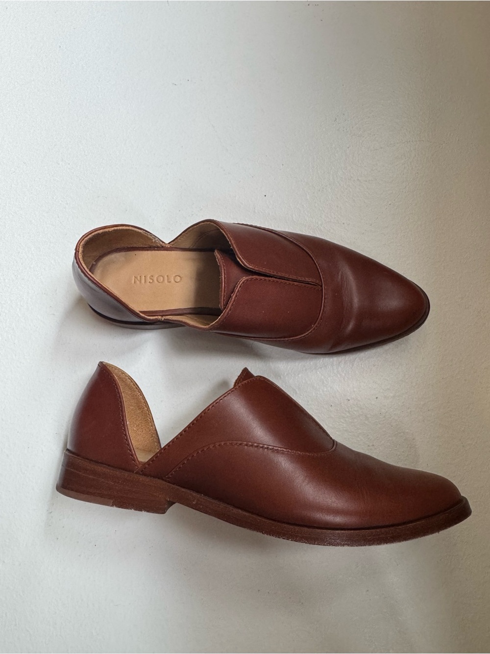 Nisolo Emma d'Orsay Oxford Loafers Shoes Women’s Size 5 Brandy Slip On